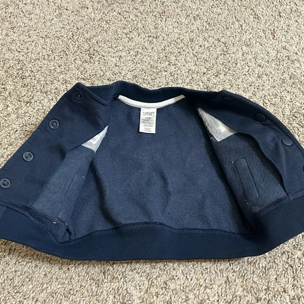 Badgley Mischka Kids Boys Cotton Blend Varsity Navy Jacket Snap Burton Size 3-6M